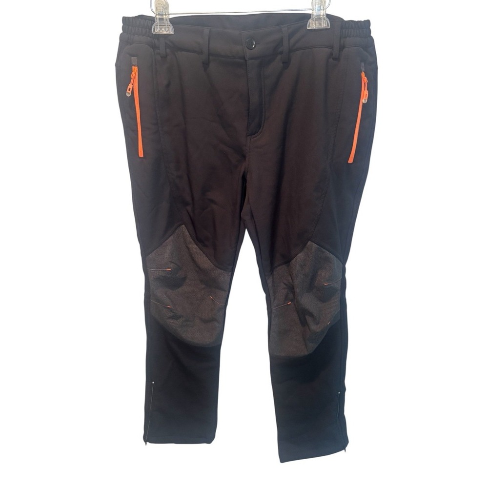 Gash Hao Men Black Hiking Pants Fleece Lined Softshell Windproof 34x34 NEW